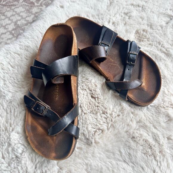 Birkenstock Womens Mayari Sandals Leather Toe‎ Loop Brown Size 37 US 7 Comfort - Picture 1 of 6